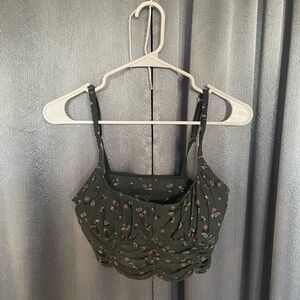 Floral Green Crop Top